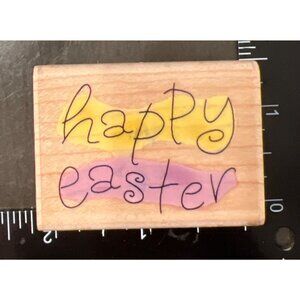Happy Easter Wood Mounted Rubber Stamp Inkadinkado 96637-MM